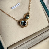 Bloom Neckkace - Spinel & Sapphire Toi et Moi Pedant in 14k Gold