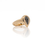 1.32 Carat Black Pear Diamond Solitaire Ceremony Ring, 14k Yellow Gold - Dea Dia