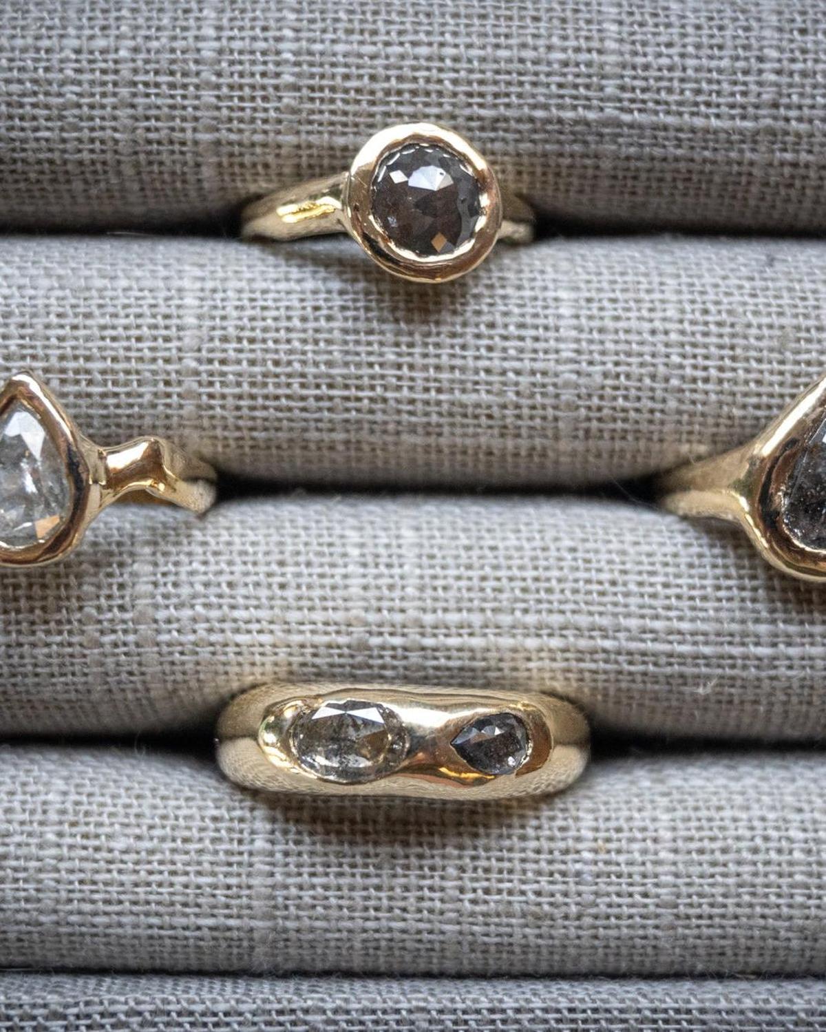 1.32 Carat Black Pear Diamond Solitaire Ceremony Ring, 14k Yellow Gold - Dea Dia