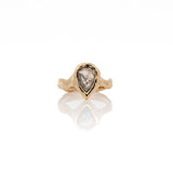 1.36 Carat Icy Grey Pear Diamond Solitaire Ceremony Ring, 14k Yellow Gold - Dea Dia