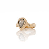 1.36 Carat Icy Grey Pear Diamond Solitaire Ceremony Ring, 14k Yellow Gold - Dea Dia