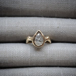 1.36 Carat Icy Grey Pear Diamond Solitaire Ceremony Ring, 14k Yellow Gold - Dea Dia