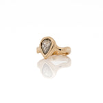 1.36 Carat Icy Grey Pear Diamond Solitaire Ceremony Ring, 14k Yellow Gold - Dea Dia