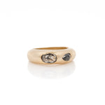 1.47 Carat Two Stone Salt & Pepper Diamond Dome Ring Band, 10k Yellow Gold - Dea Dia