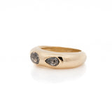 1.47 Carat Two Stone Salt & Pepper Diamond Dome Ring Band, 10k Yellow Gold - Dea Dia