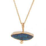 14k Gold Freeform Marquise Blue Boulder Opal Pendant - Dea Dia