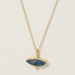 14k Gold Freeform Marquise Blue Boulder Opal Pendant Necklace - Dea Dia