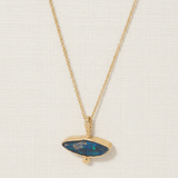 14k Gold Freeform Marquise Blue Boulder Opal Pendant Necklace - Dea Dia