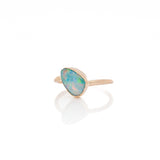 14k Solid Gold Offset Opal Ring Size 6.25 - 6.5 - Dea Dia