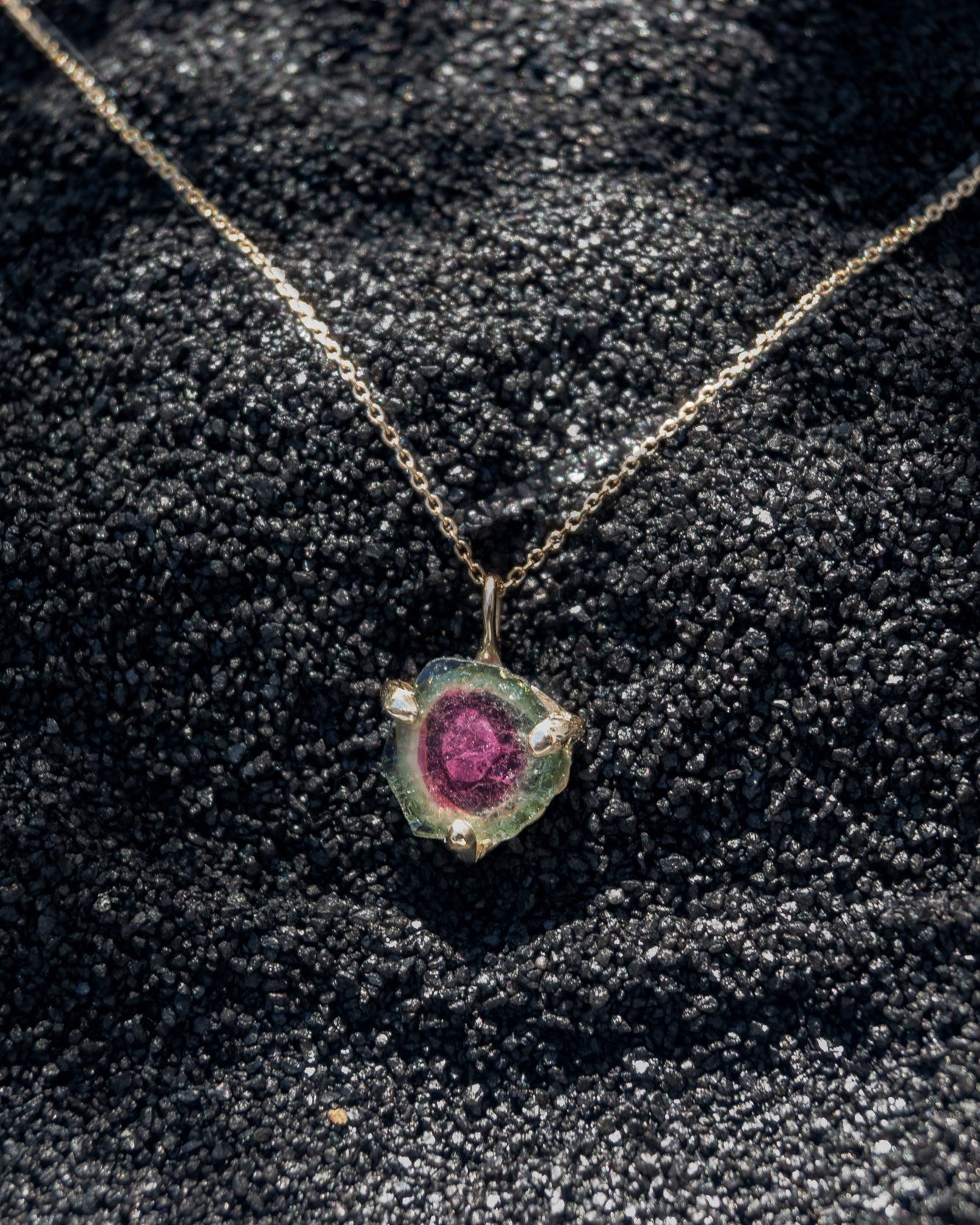 14k Watermelon Tourmaline Slice Forma Charm - Dea Dia