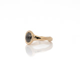 1.74 Carat Black Round Rose Cut Diamond Ceremony Ring, 14k Yellow Gold - Dea Dia