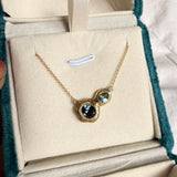 Bloom Neckkace - Spinel & Sapphire Toi et Moi Pedant in 14k Gold