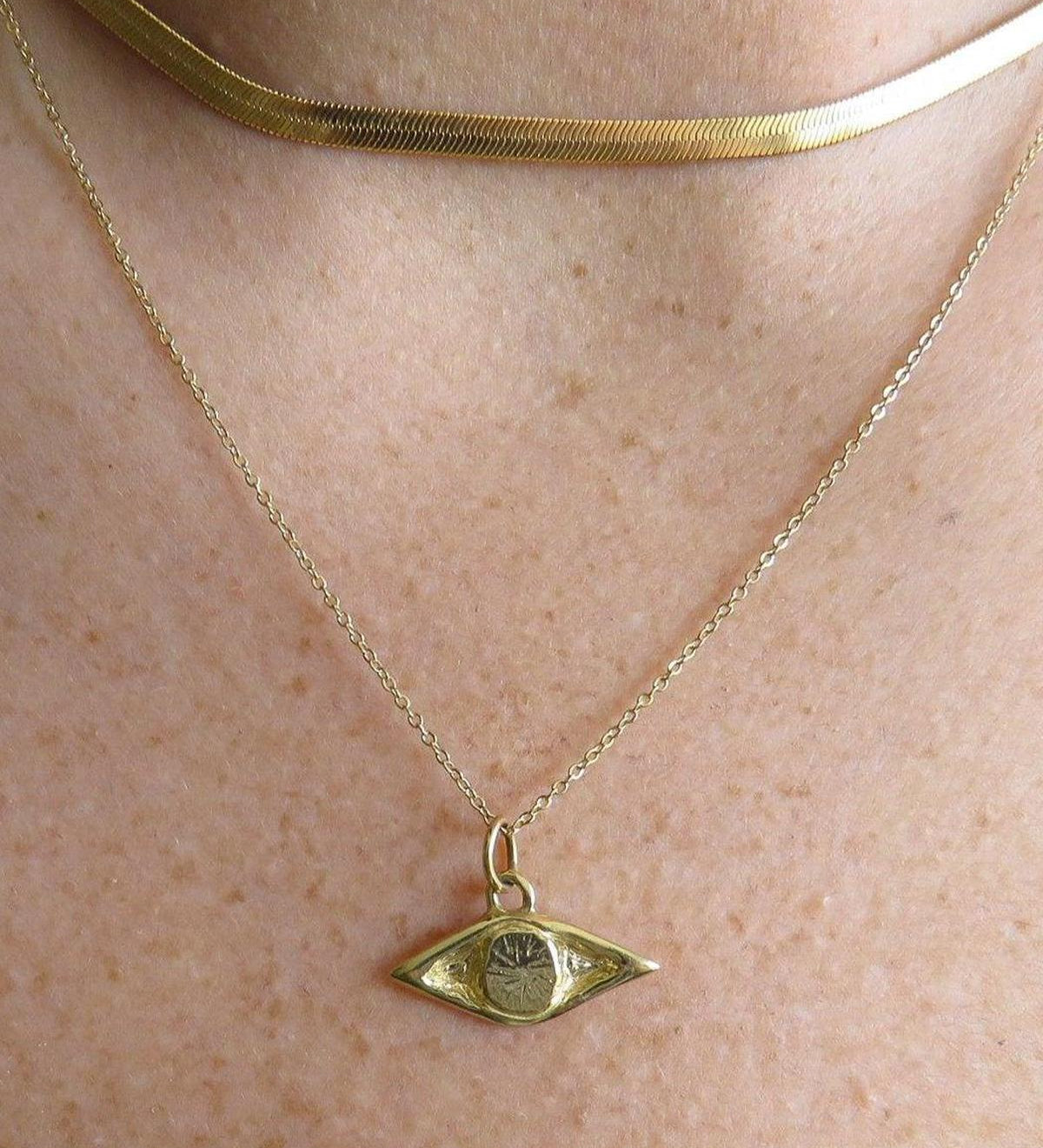 Gold Evil Eye Necklace - Evil Eye Necklace Karma and Luck - Dea Dia