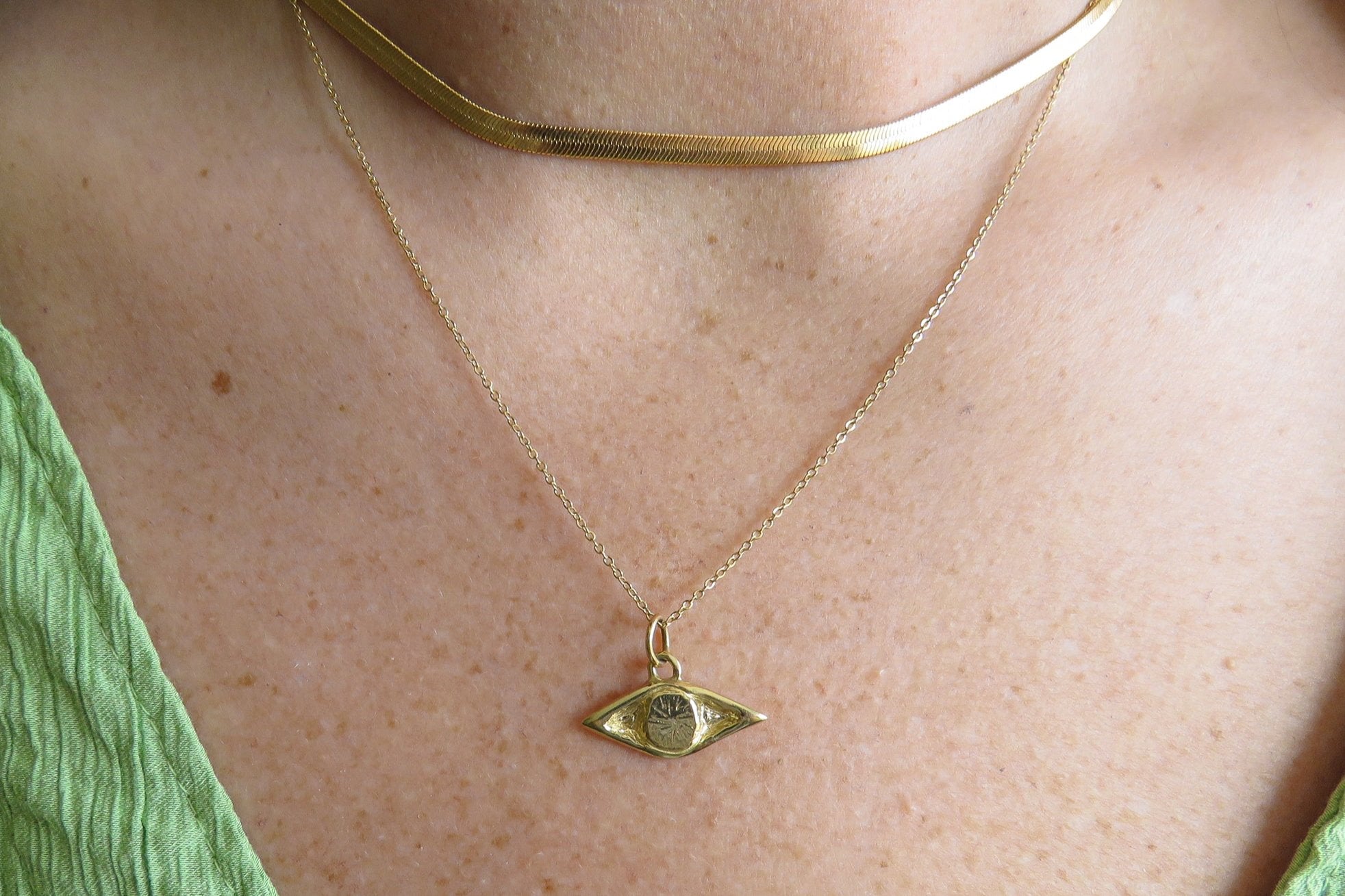 Gold Evil Eye Necklace - Evil Eye Necklace Karma and Luck - Dea Dia