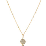 Minimalist Dainty Rose Cut Hexagon Diamond Necklace, 14k Yellow Gold