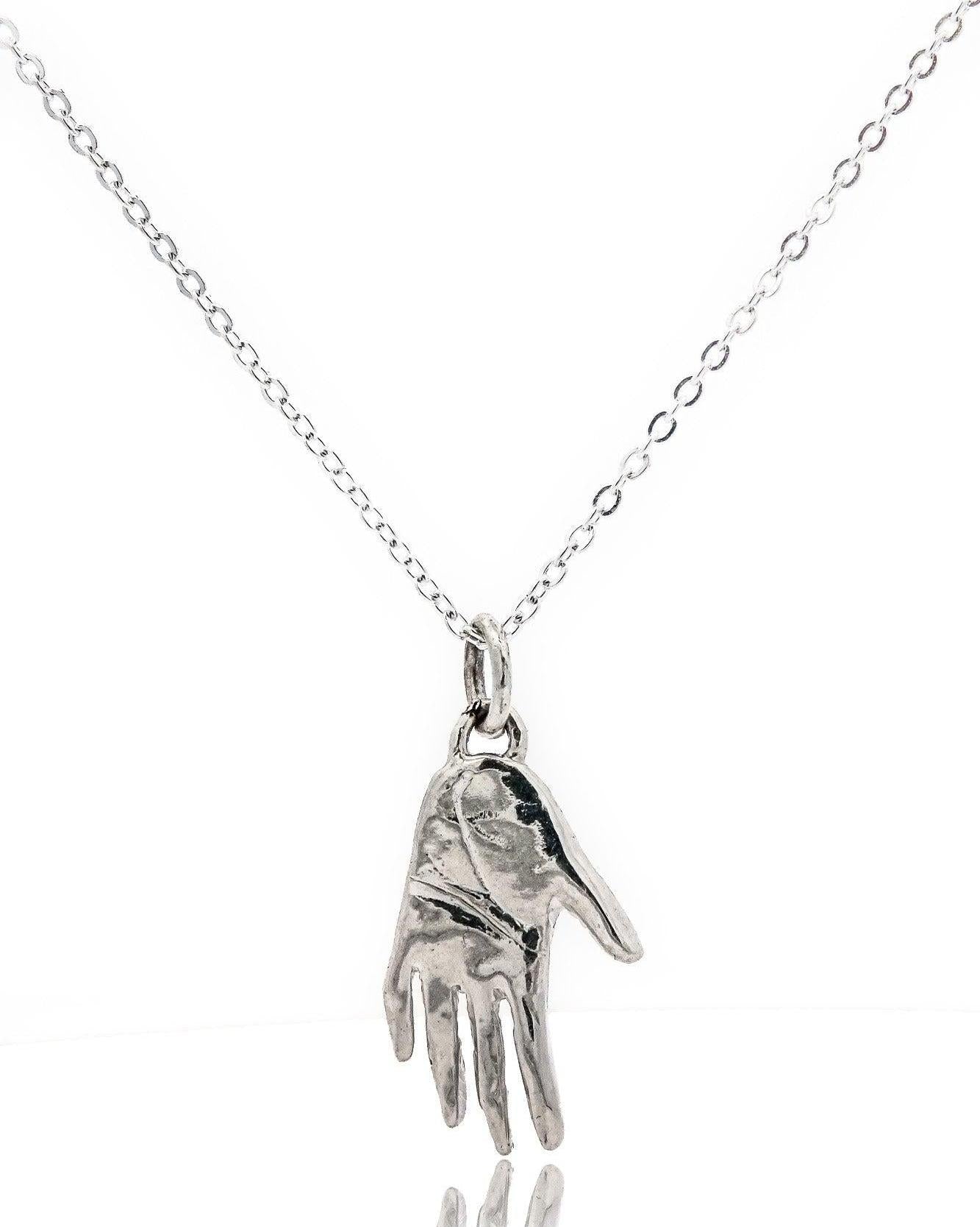 Hand Pendant - Silver Hamsa Talisman Necklace - Dea Dia