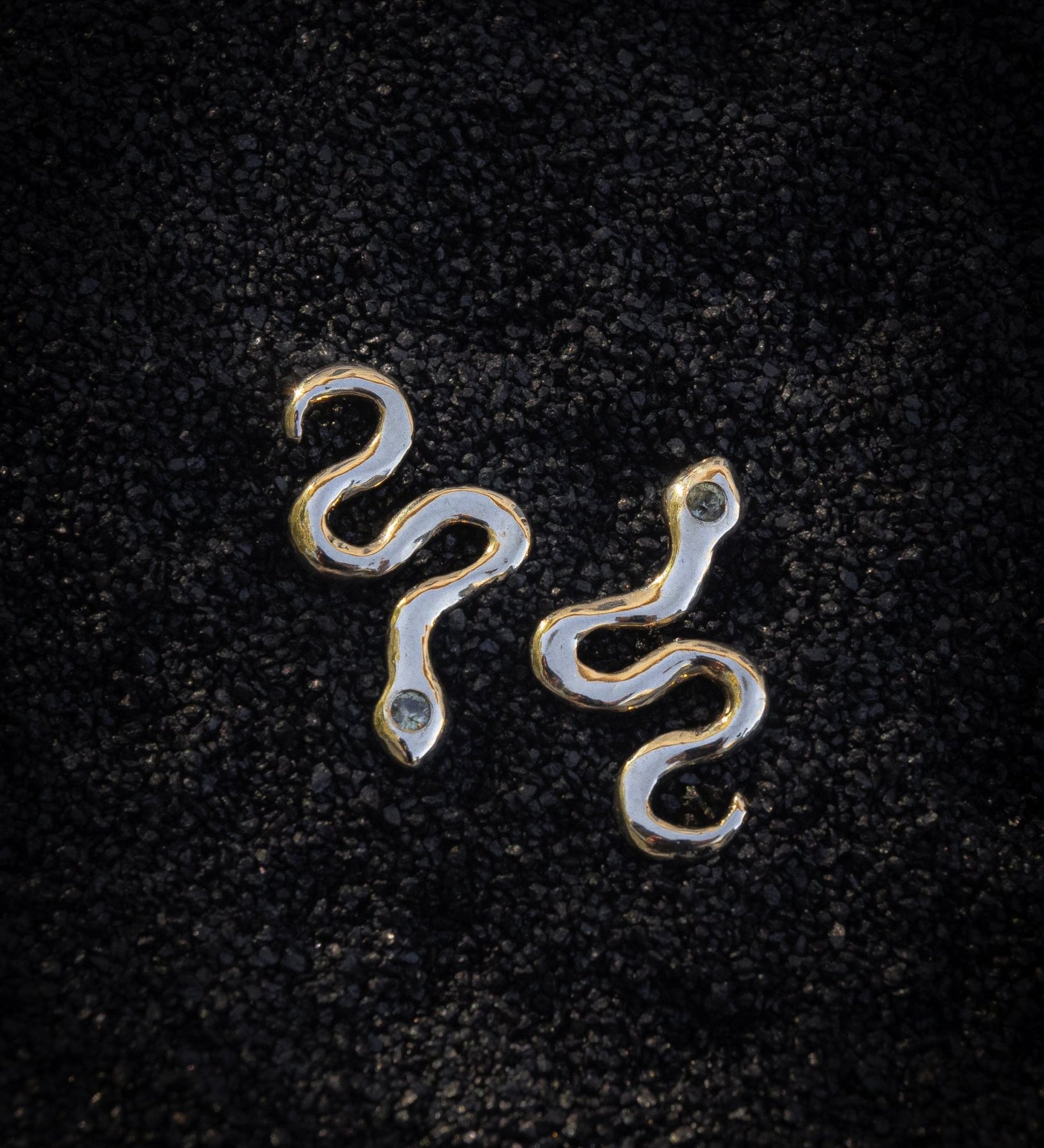 Asymmetrical Solid Gold Serpent Earrings - Dea Dia