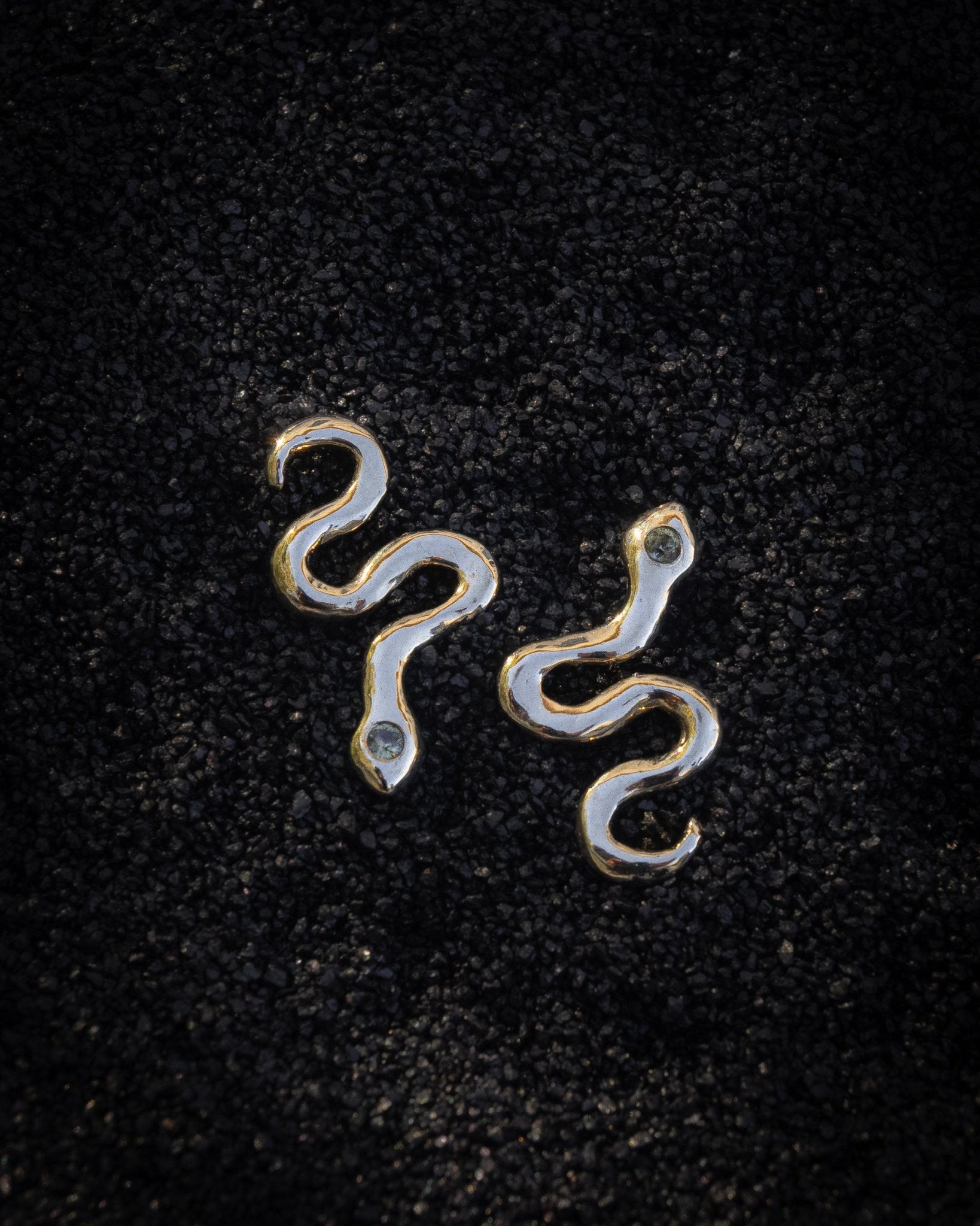 Asymmetrical Solid Gold Serpent Earrings - Dea Dia