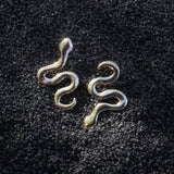 Asymmetrical Solid Gold Serpent Earrings - Dea Dia