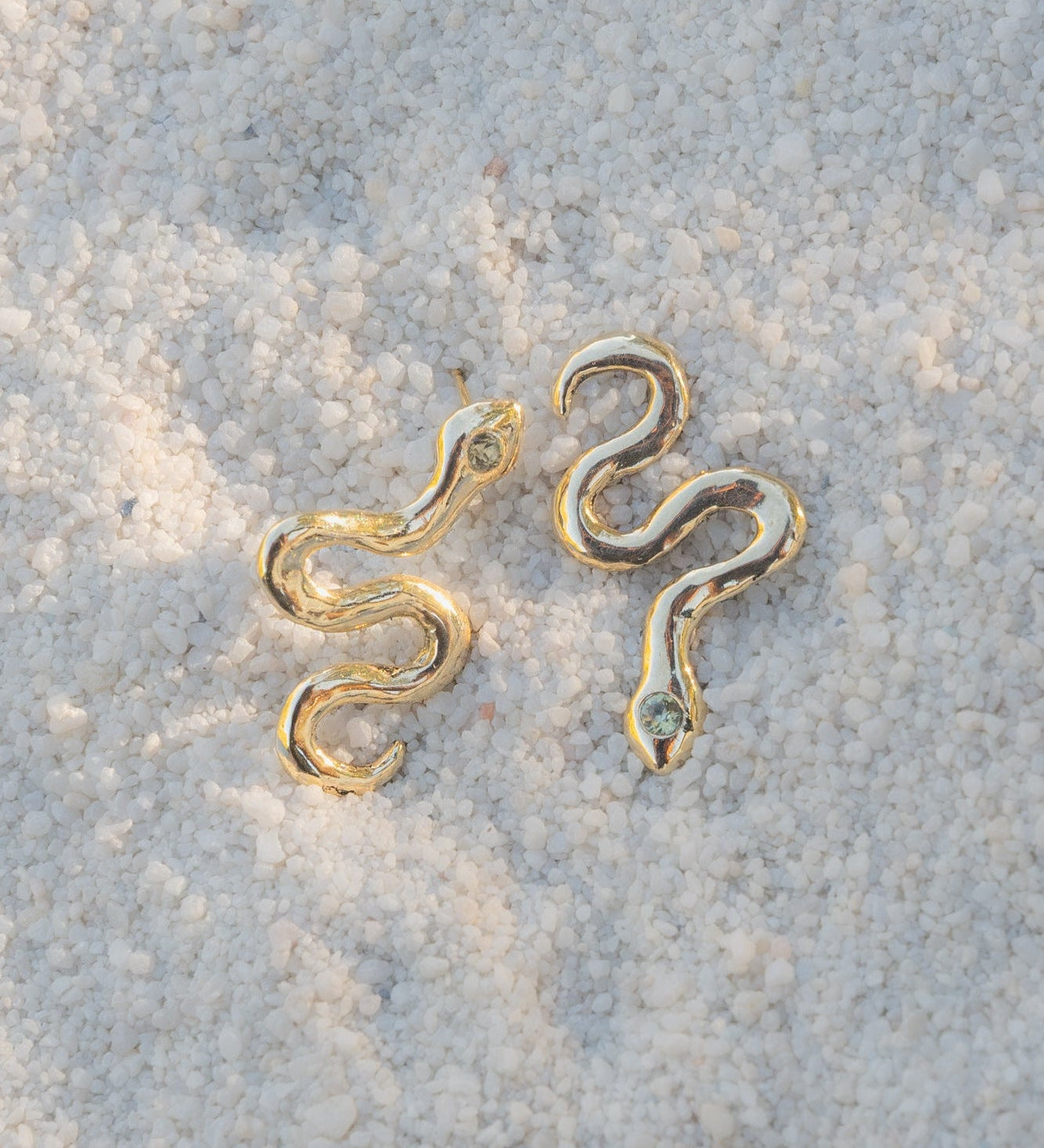 Asymmetrical Solid Gold Serpent Earrings - Dea Dia