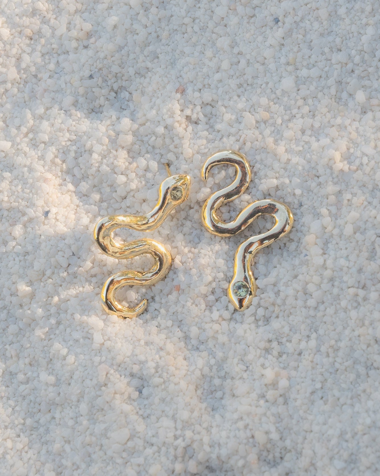 Asymmetrical Solid Gold Serpent Earrings - Dea Dia