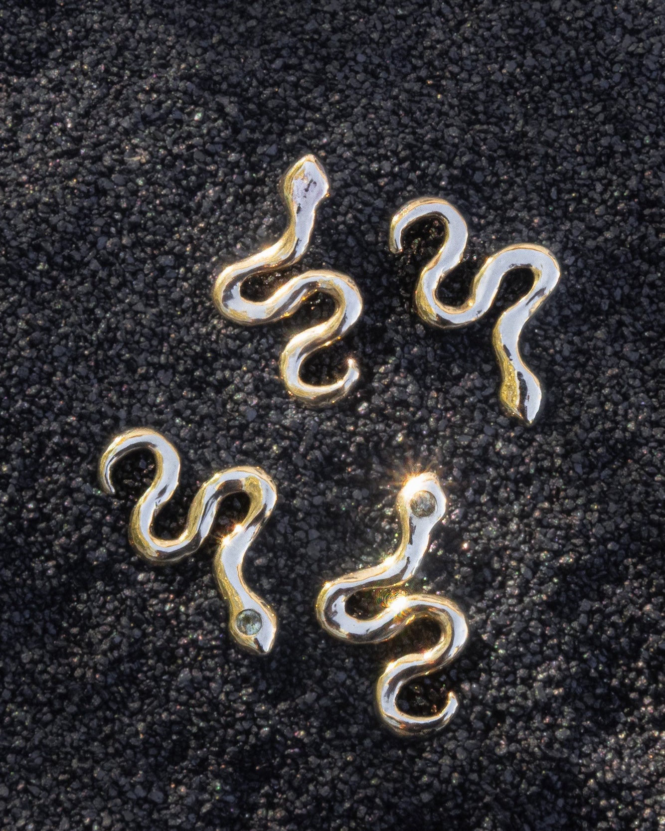 Asymmetrical Solid Gold Serpent Earrings - Dea Dia