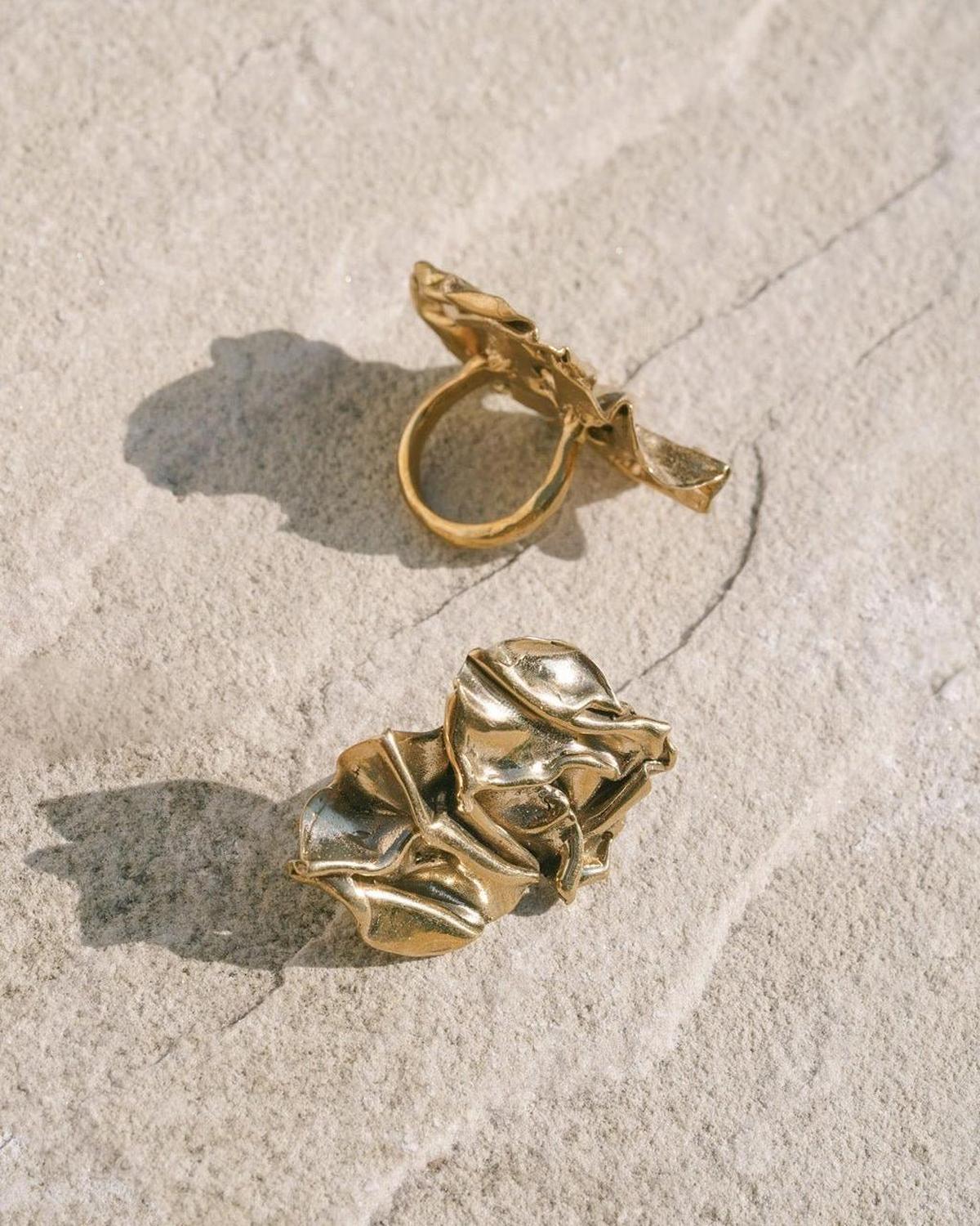 Badlands Abstract Gold Cocktail Ring - Dea Dia