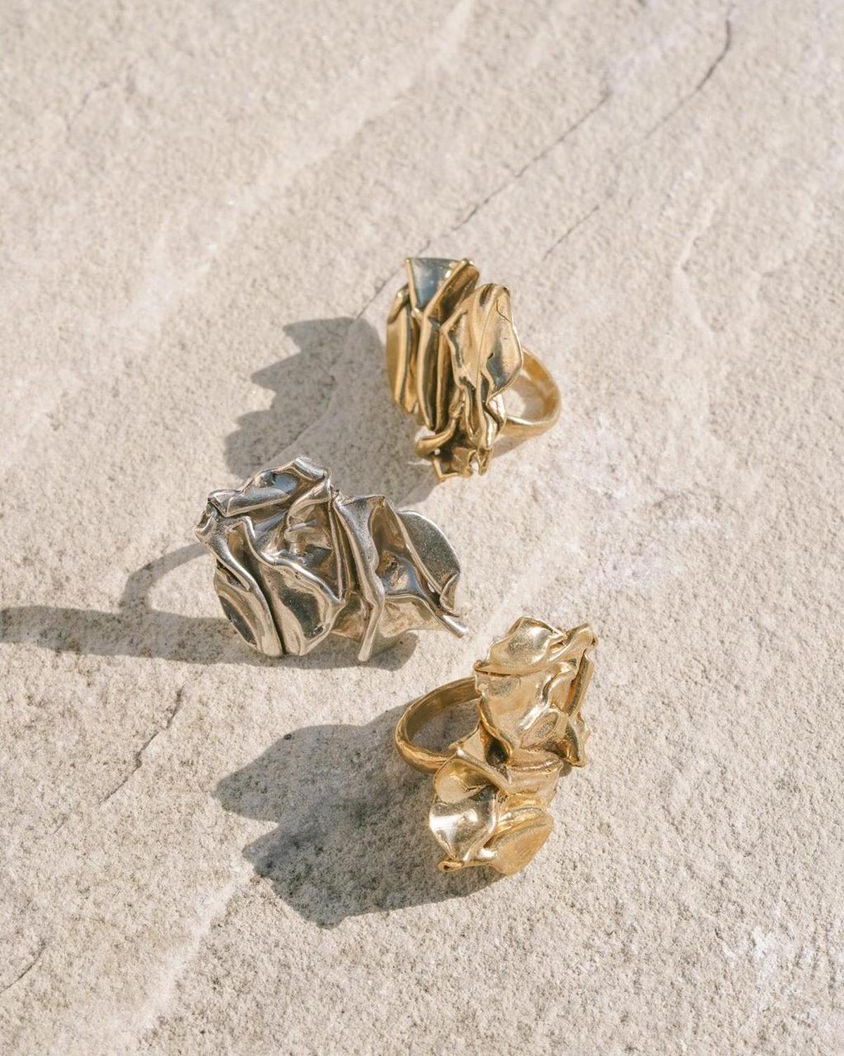 Badlands Abstract Gold Cocktail Ring - Dea Dia