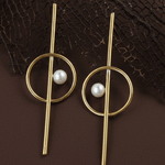 Balance Earrings - Pearl & Gold Geometric Earrings - Dea Dia