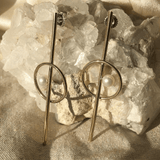 Balance Earrings - Pearl & Gold Geometric Earrings - Dea Dia