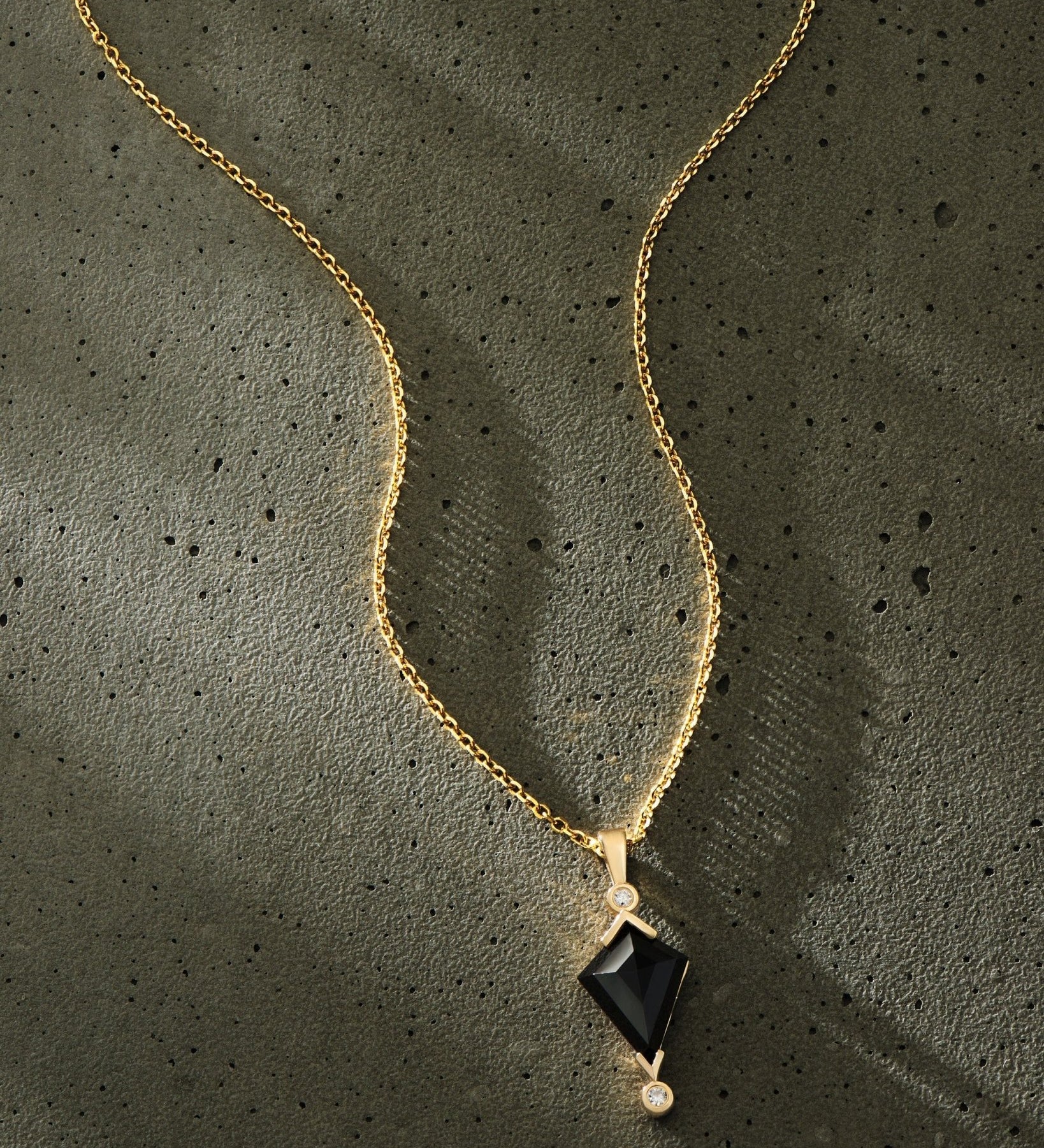Black Spinel and Diamond Kite Necklace - Dea Dia