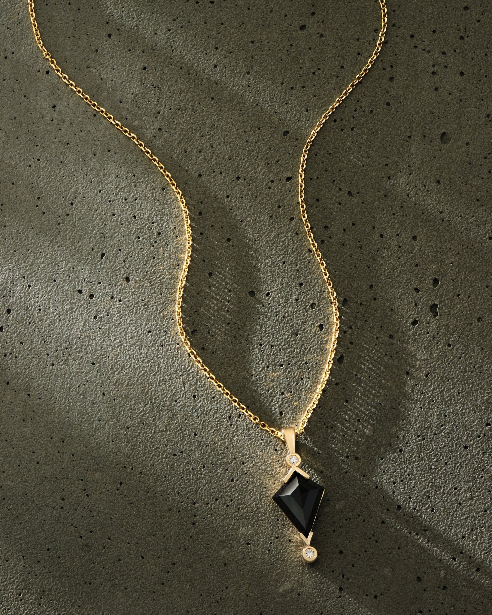 Black Spinel and Diamond Kite Necklace - Dea Dia