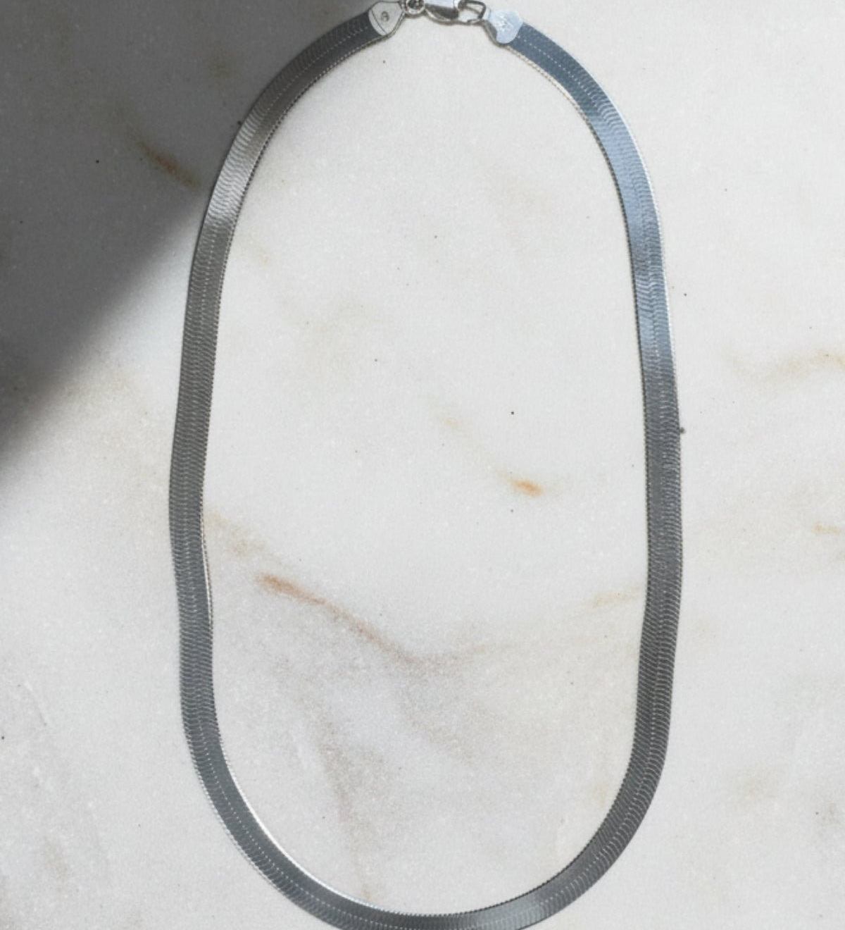 Bold Silver Herringbone Chain Necklace - Dea Dia