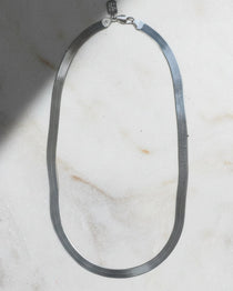 Bold Silver Herringbone Chain Necklace - Dea Dia