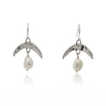 Cressida Silver Pearl Moon Earrings - Dea Dia