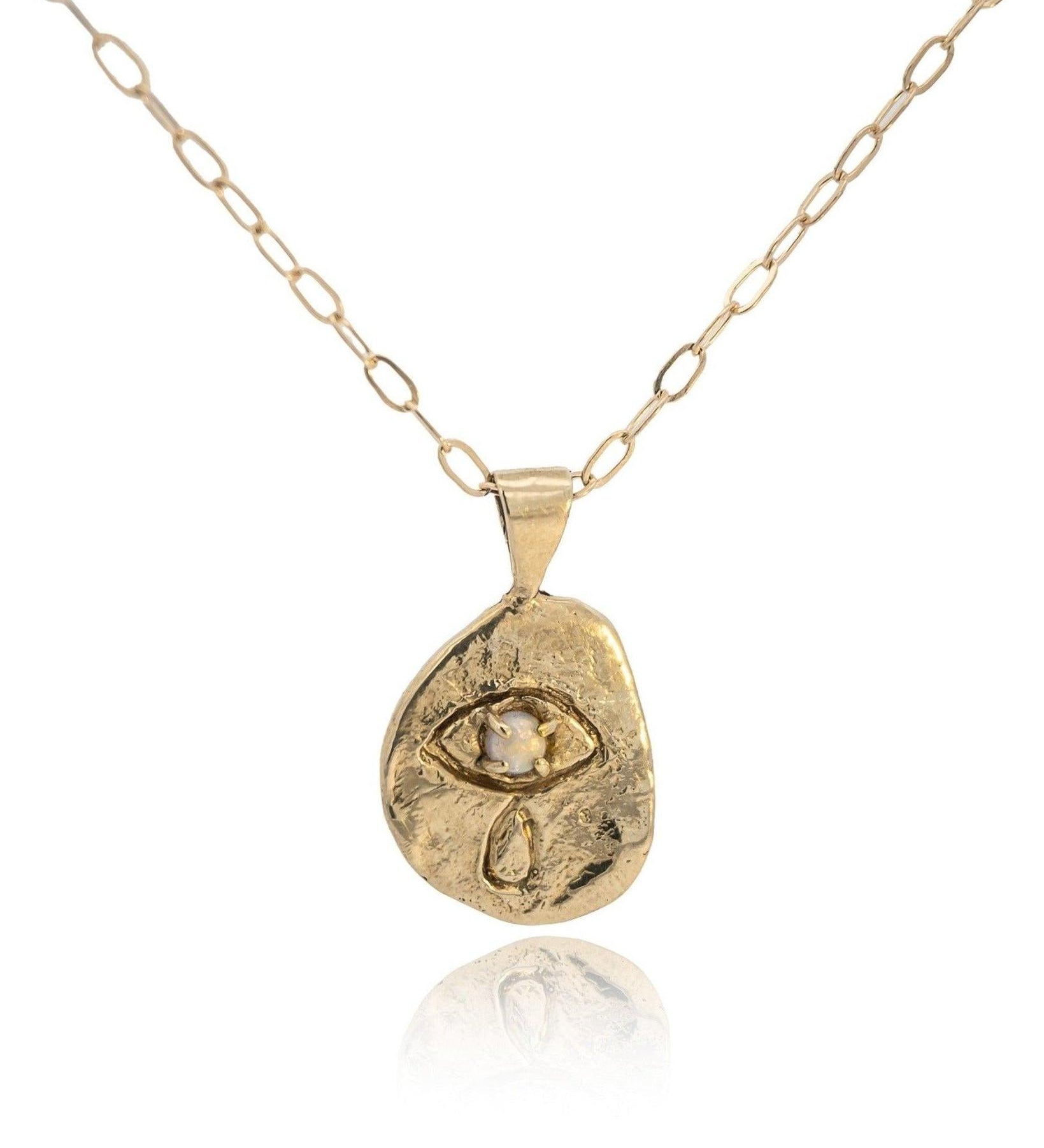 Crying Eye Gold Opal Necklace - Dea Dia