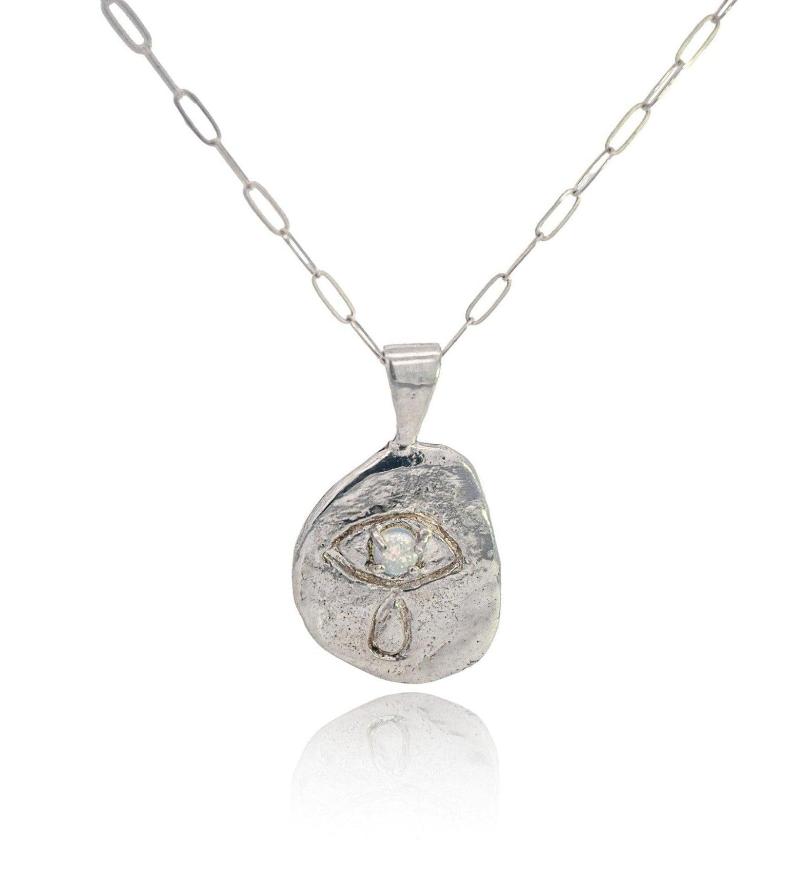 Crying Eye Silver Opal Necklace - Dea Dia