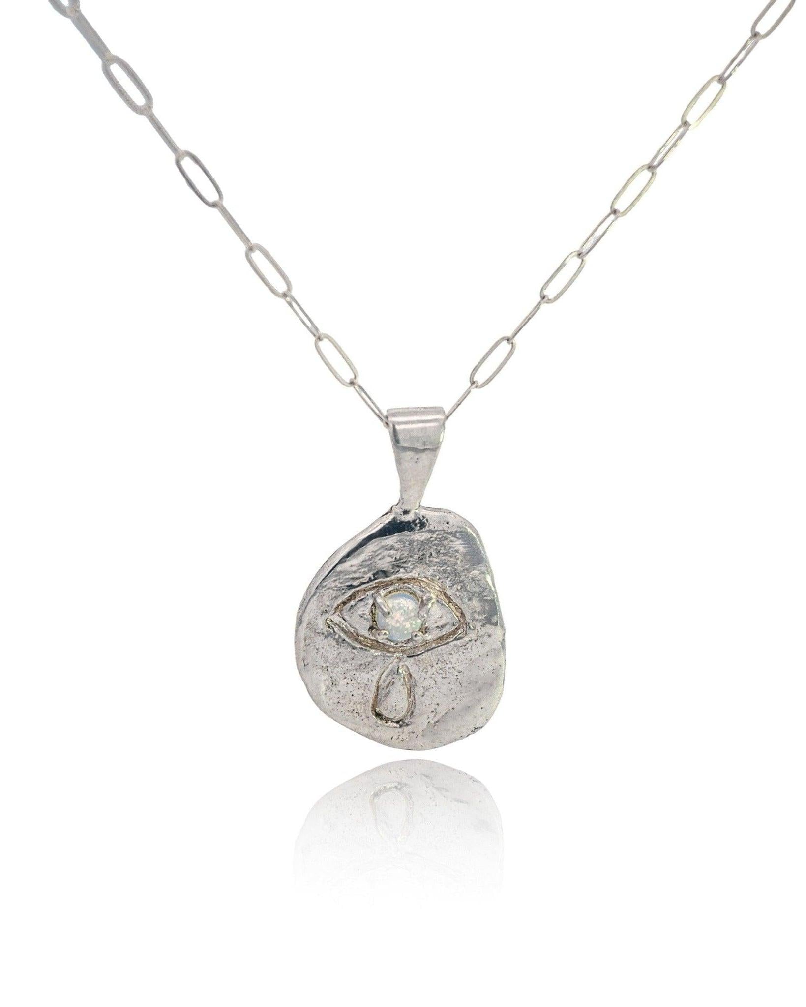 Crying Eye Silver Opal Necklace - Dea Dia
