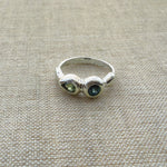 Delphi Toi et Moi Ring, Blue & Green Sapphire in Recycled Silver - Dea Dia