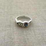 Delphi Toi et Moi Ring, Blue & Green Sapphire in Recycled Silver - Dea Dia