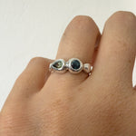 Delphi Toi et Moi Ring, Blue & Green Sapphire in Recycled Silver - Dea Dia