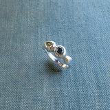 Delphi Toi et Moi Ring, Blue & Green Sapphire in Recycled Silver - Dea Dia