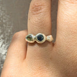 Delphi Toi et Moi Ring, Blue & Green Sapphire in Recycled Silver - Dea Dia