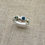 Delphi Toi et Moi Ring, Blue & Green Sapphire in Recycled Silver - Dea Dia