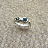 Delphi Toi et Moi Ring, Blue & Green Sapphire in Recycled Silver - Dea Dia