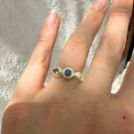 Delphi Toi et Moi Ring, Blue & Green Sapphire in Recycled Silver - Dea Dia