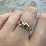 Delphi Toi et Moi Ring, Blue & Green Sapphire in Solid 14k Gold - Dea Dia