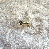 Delphi Toi et Moi Ring, Blue & Green Sapphire in Solid 14k Gold - Dea Dia