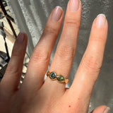 Delphi Toi et Moi Ring, Blue & Green Sapphire in Solid 14k Gold - Dea Dia