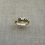 Delphi Toi et Moi Ring, Blue & Green Sapphire in Solid 14k Gold - Dea Dia